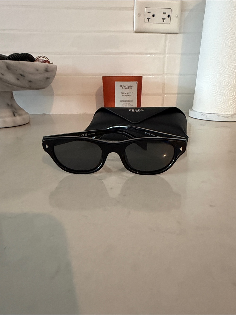 Prada Black Women's Rounded Cat-Eye Sunglasses